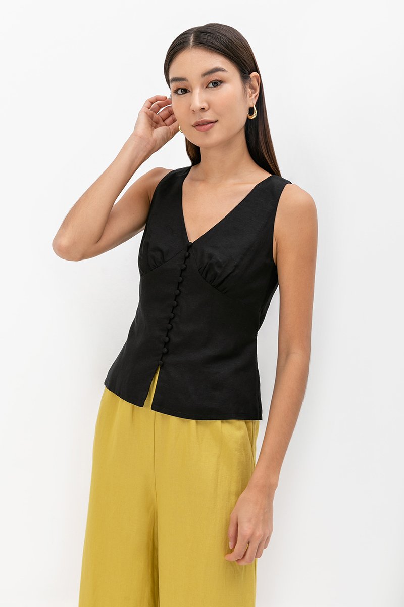 IRINA BUTTONDOWN LINEN TOP