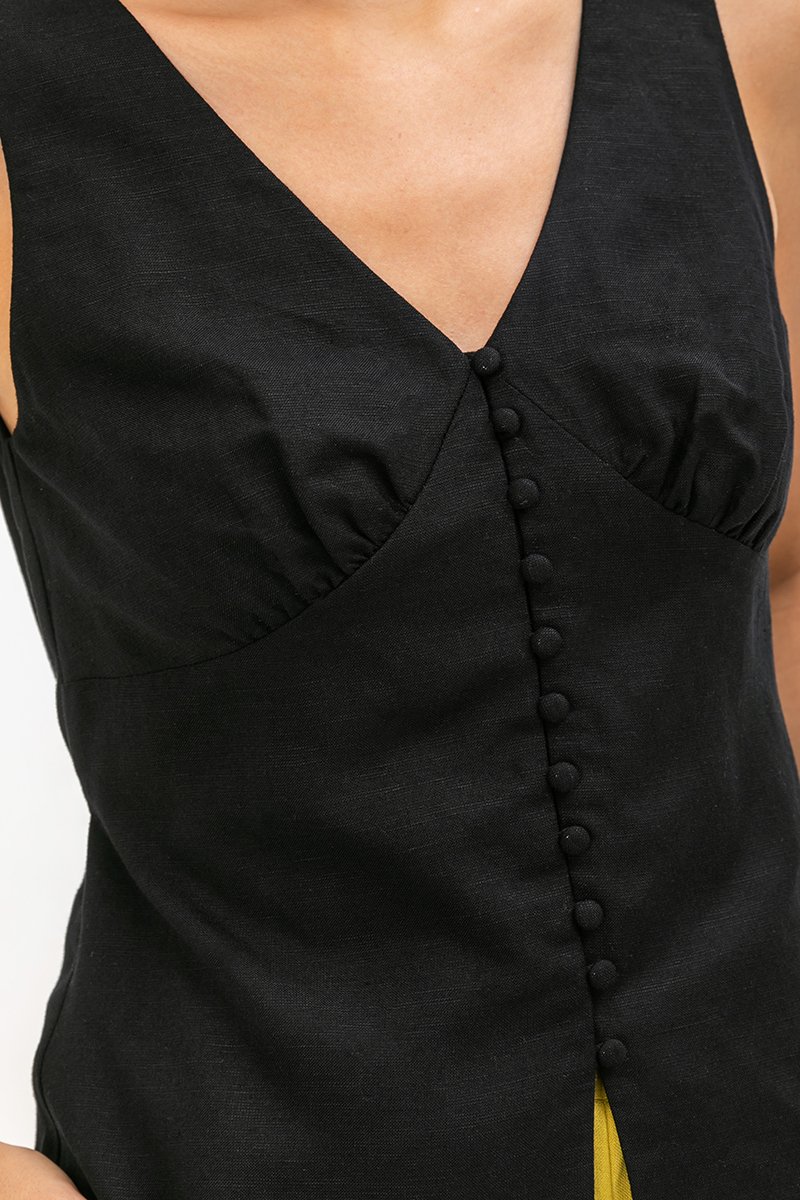 IRINA BUTTONDOWN LINEN TOP