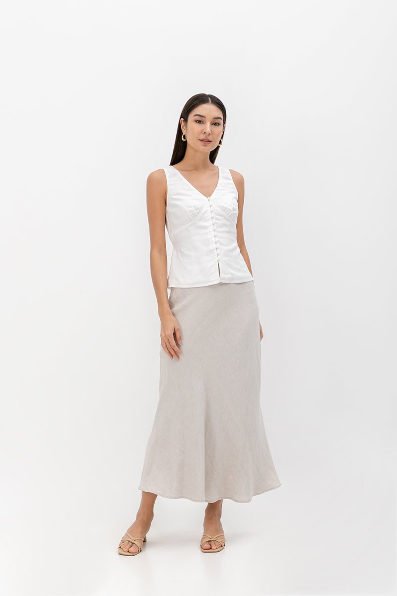 IRINA BUTTONDOWN LINEN TOP