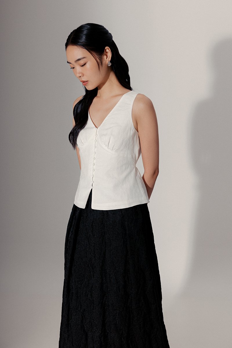 IRINA BUTTONDOWN LINEN TOP