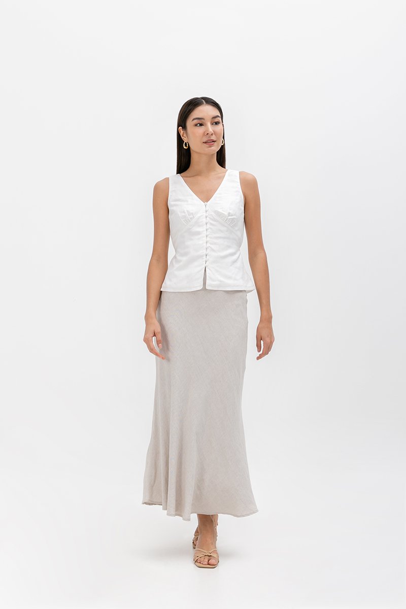 IRINA BUTTONDOWN LINEN TOP