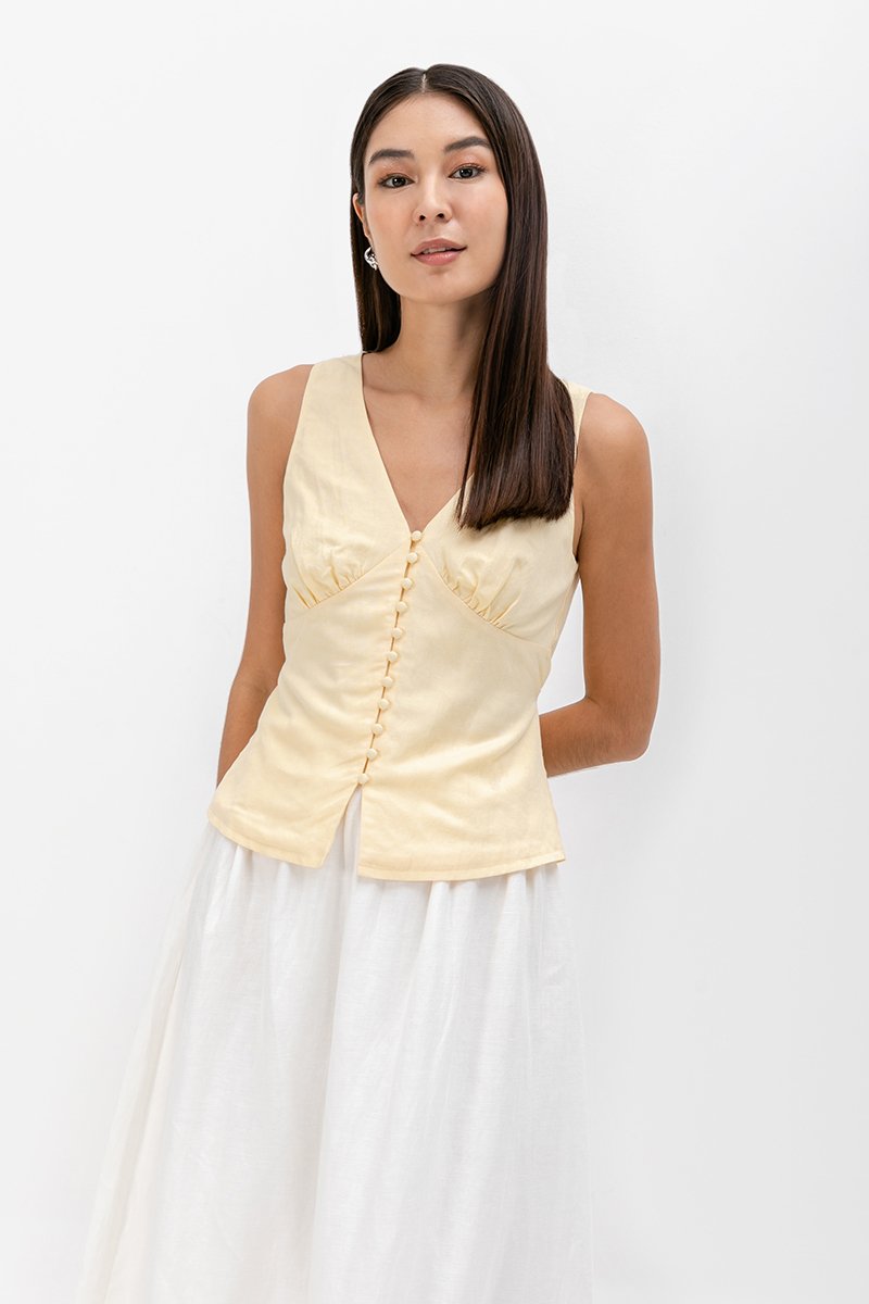 IRINA BUTTONDOWN LINEN TOP