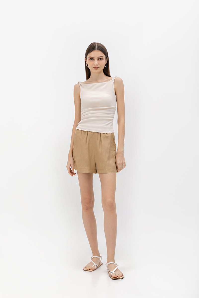 KASSIE OFF SHOULDER TWIST RUCHED TOP