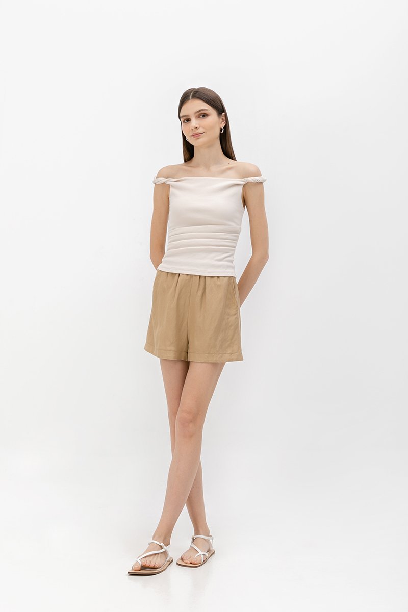 KASSIE OFF SHOULDER TWIST RUCHED TOP