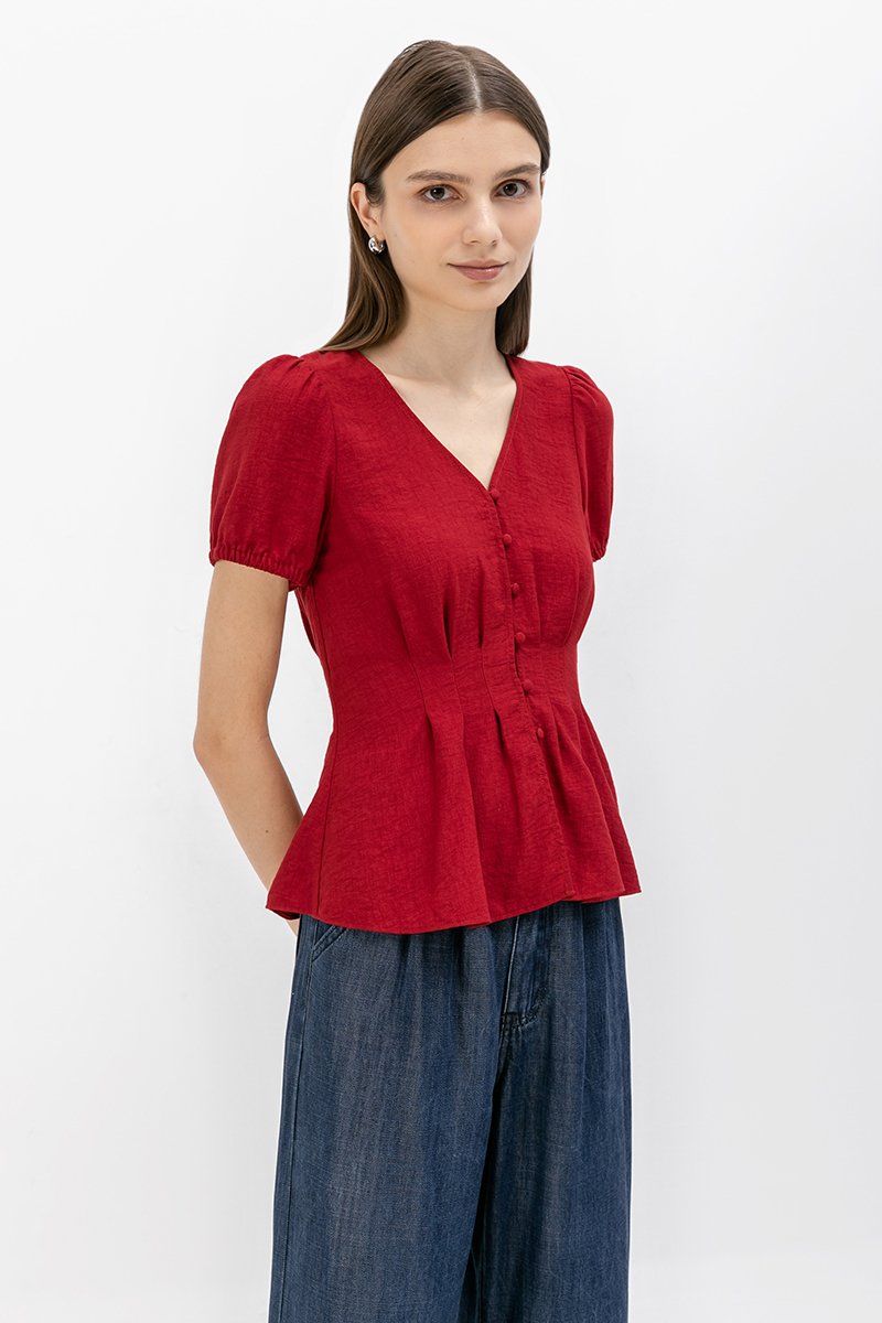 MIELLE PIN TUCK BUTTONDOWN TOP