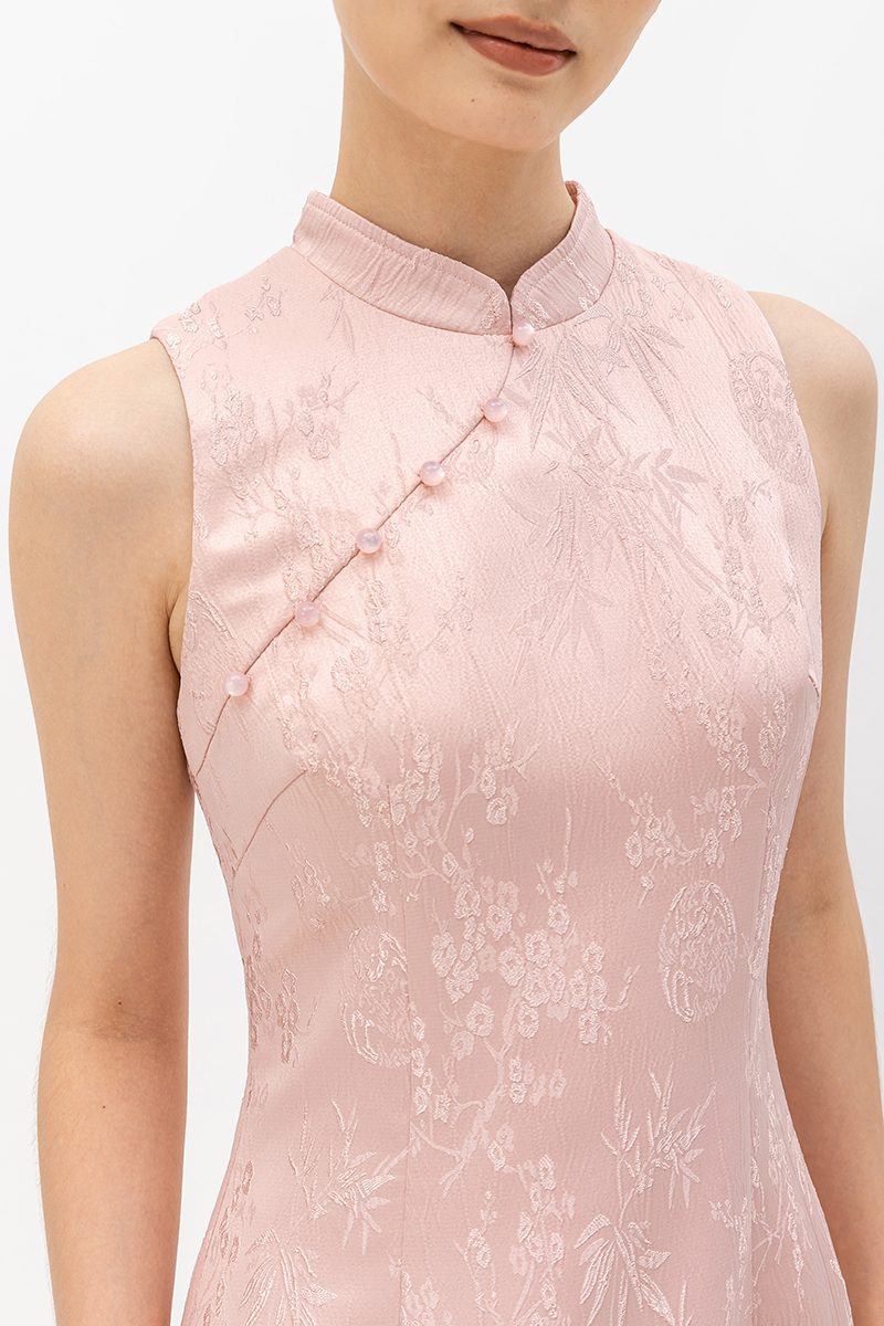 CRISSY EMBOSSED JACQUARD CHEONGSAM DRESS