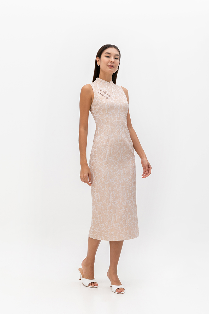 LUCINDA FLORAL JACQUARD CHEONGSAM DRESS