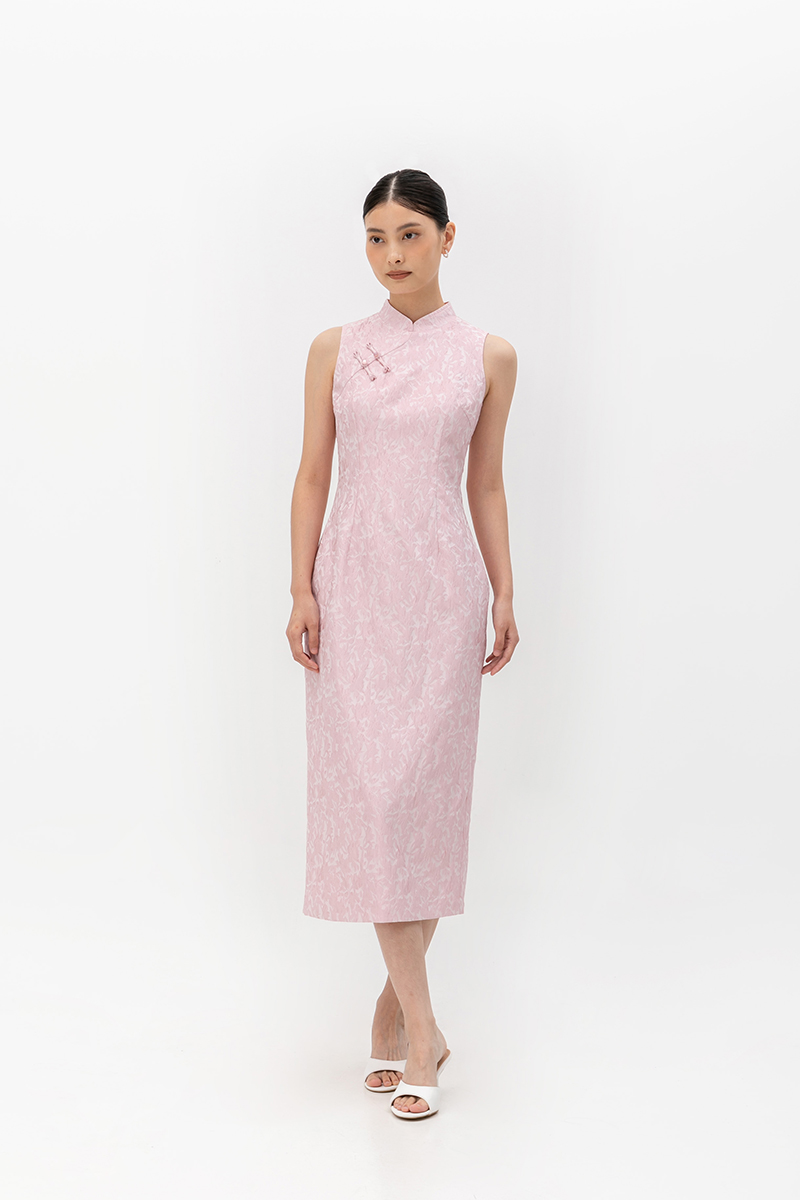 LUCINDA FLORAL JACQUARD CHEONGSAM DRESS