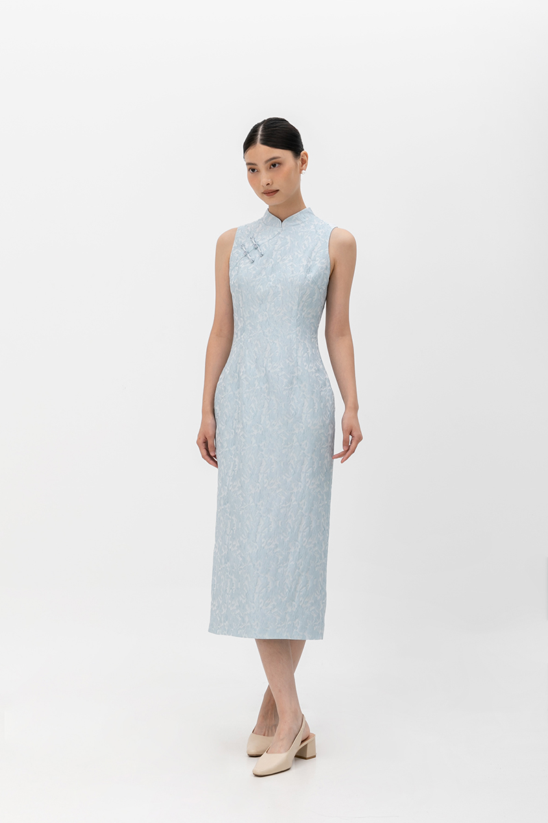 LUCINDA FLORAL JACQUARD CHEONGSAM DRESS