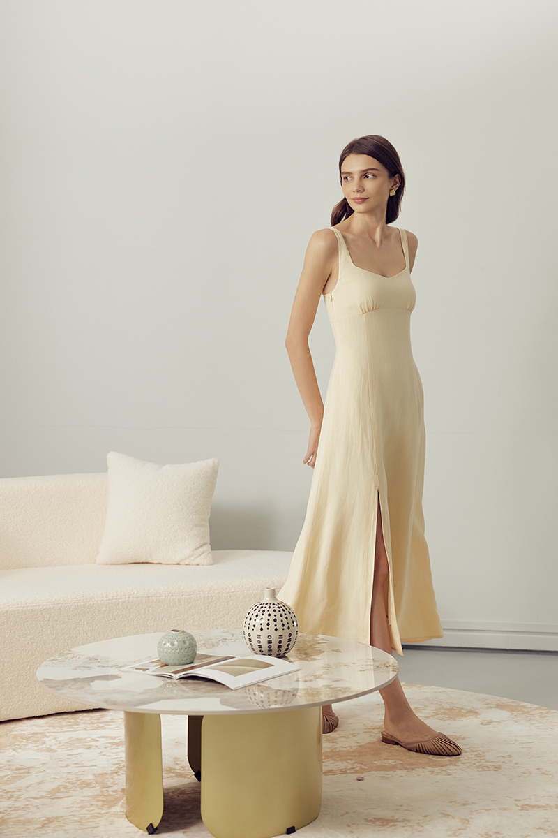 NALLA LINEN MIDI DRESS