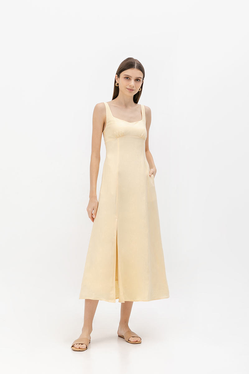 NALLA LINEN MIDI DRESS