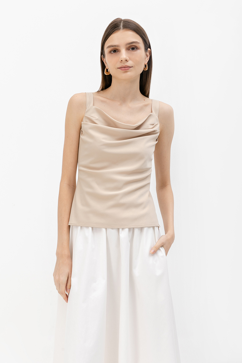 ELLIANA COWL SATIN TOP