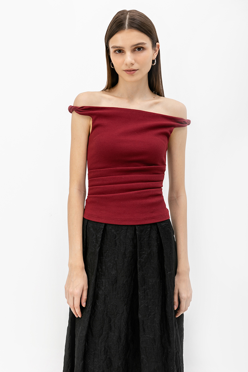 KASSIE OFF SHOULDER TWIST RUCHED TOP