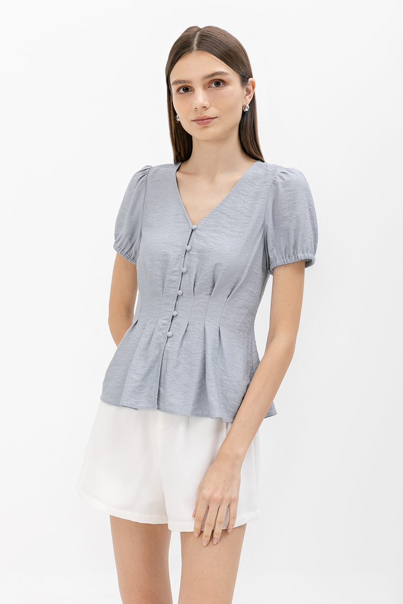 MIELLE PIN TUCK BUTTONDOWN TOP