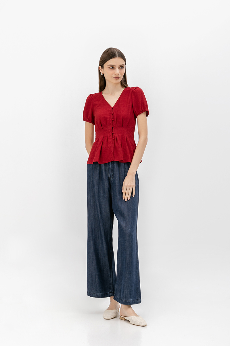 MIELLE PIN TUCK BUTTONDOWN TOP