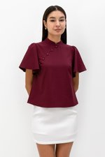 KENDALL FLUTTER SLEEVE CHEONGSAM TOP KENDALL FLUTTER SLEEVE CHEONGSAM TOP