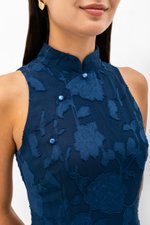 YARA FLORAL TEXTURED SHEATH MIDI CHEONGSAM