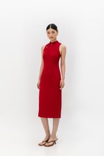 NIKA TWEED MIDI CHEONGSAM W PEARL BUTTONS