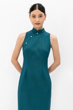 NIKA TWEED MIDI CHEONGSAM W PEARL BUTTONS