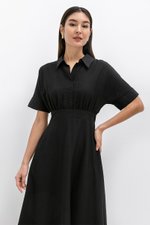CAITLYN SHIRT RUCHED MIDI DRESS