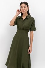 CAITLYN SHIRT RUCHED MIDI DRESS