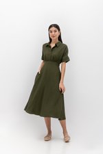 CAITLYN SHIRT RUCHED MIDI DRESS