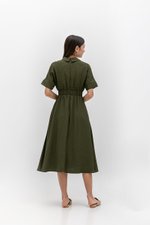 CAITLYN SHIRT RUCHED MIDI DRESS