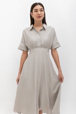 CAITLYN SHIRT RUCHED MIDI DRESS