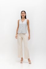 HEATHER SLEEVELESS BUTTONDOWN LINEN TOP