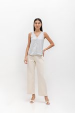 HEATHER SLEEVELESS BUTTONDOWN LINEN TOP