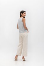 HEATHER SLEEVELESS BUTTONDOWN LINEN TOP