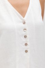 HEATHER SLEEVELESS BUTTONDOWN LINEN TOP