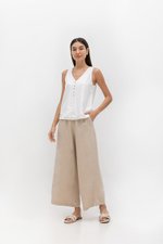 HEATHER SLEEVELESS BUTTONDOWN LINEN TOP