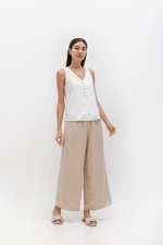 HEATHER SLEEVELESS BUTTONDOWN LINEN TOP