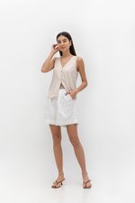 HEATHER SLEEVELESS BUTTONDOWN LINEN TOP