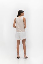 HEATHER SLEEVELESS BUTTONDOWN LINEN TOP