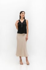 HEATHER SLEEVELESS BUTTONDOWN LINEN TOP