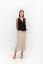 HEATHER SLEEVELESS BUTTONDOWN LINEN TOP