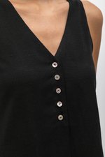 HEATHER SLEEVELESS BUTTONDOWN LINEN TOP