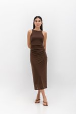 LYKKA RUCHED MESH MAXI DRESS