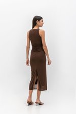 LYKKA RUCHED MESH MAXI DRESS