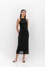 LYKKA RUCHED MESH MAXI DRESS