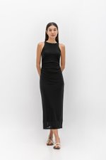 LYKKA RUCHED MESH MAXI DRESS