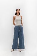 FERN DRAWSTRING DENIM WIDE LEG PANTS