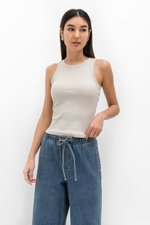 FERN DRAWSTRING DENIM WIDE LEG PANTS