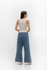 FERN DRAWSTRING DENIM WIDE LEG PANTS