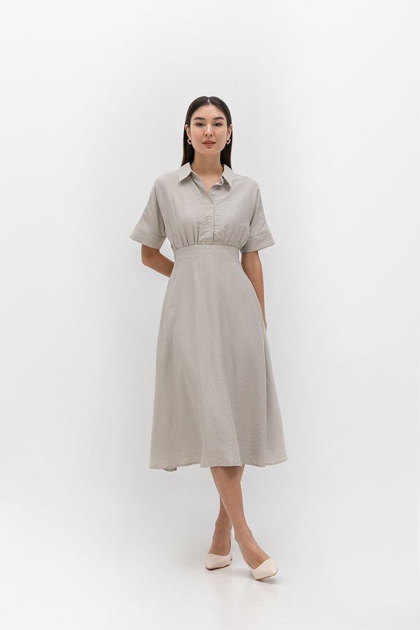 CAITLYN SHIRT RUCHED MIDI DRESS