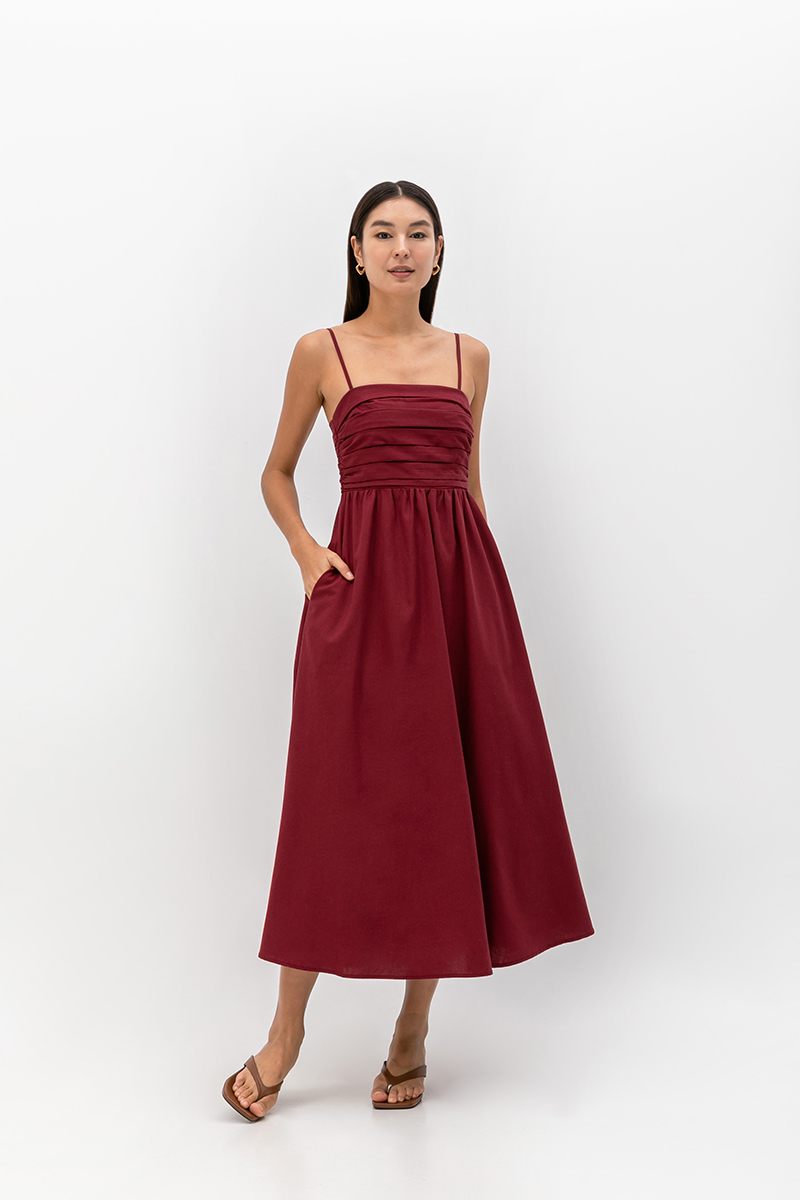 KIEVA PLEATED CHEST CAMISOLE MAXI DRESS