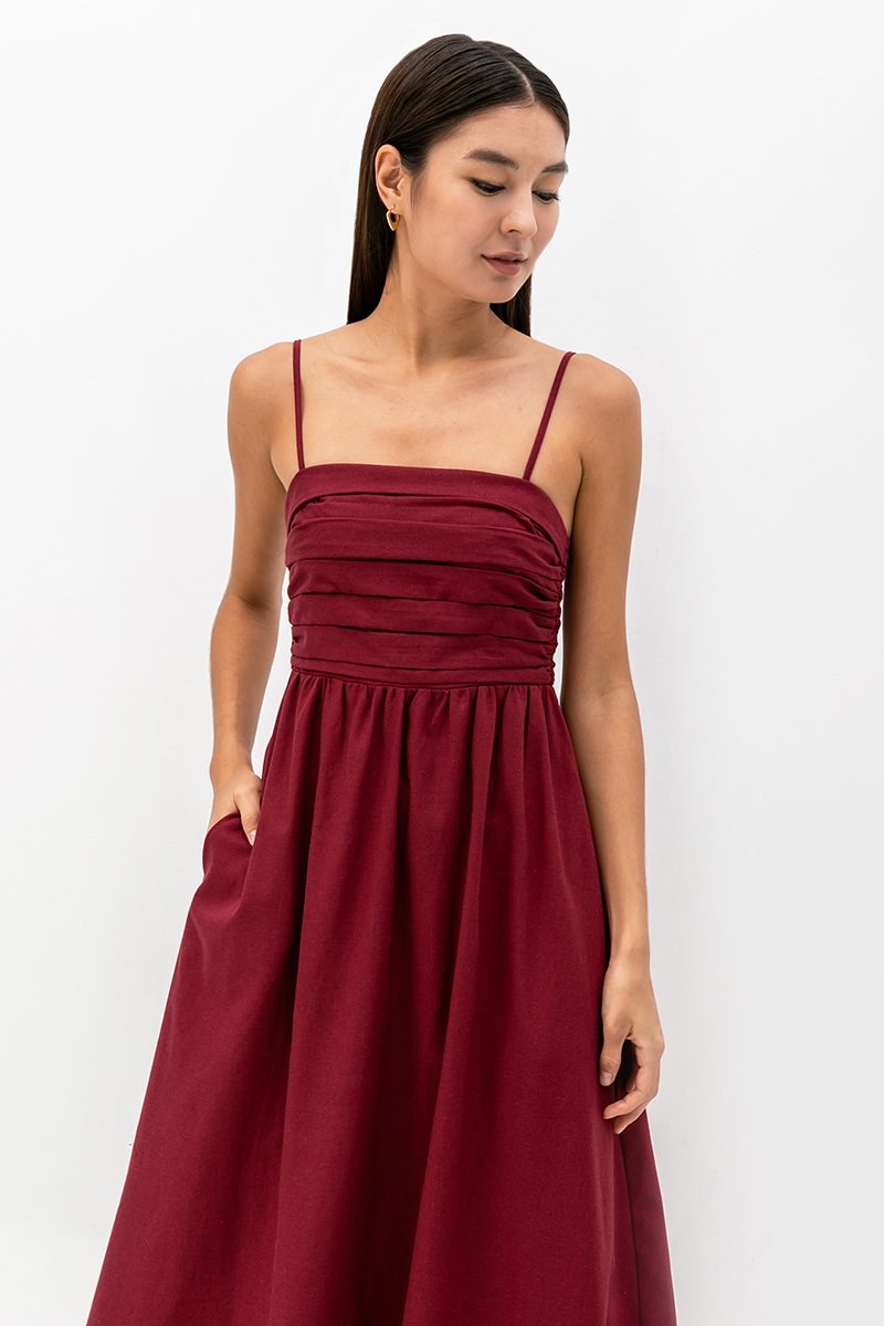 KIEVA PLEATED CHEST CAMISOLE MAXI DRESS