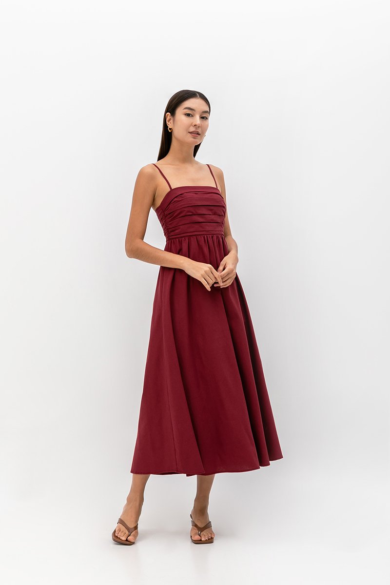 KIEVA PLEATED CHEST CAMISOLE MAXI DRESS